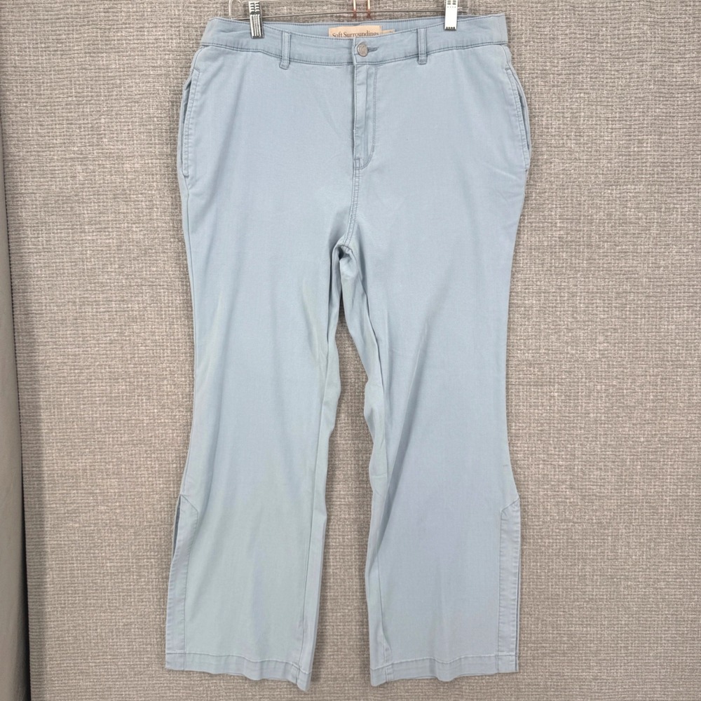 Soft Surroundings Pants Women L Blue Lyocell Blend Stretch Boho Chmbray Flowy‎